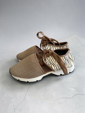 ALL BLACK Brown Animal Print Lace Sneakers Size 38 / US 8